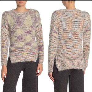 Keniston Zariah Patterned Fuzzy Pullover Sweater size L